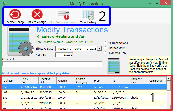 Selecting Transactions to Modify