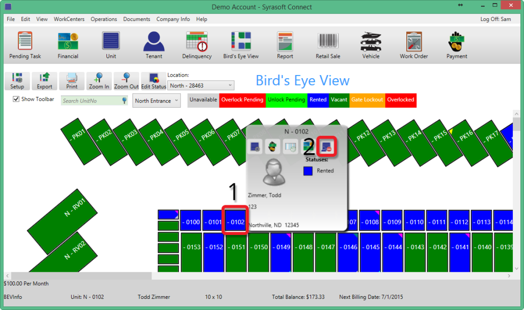 Screenshot of bird's eye view with markup
