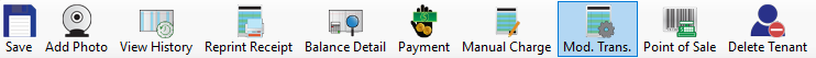 Modifying a transaction from the Edit Tenant Window