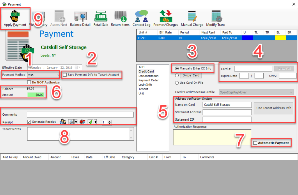 Syrasoft Connect - Payment Screen - Credit Cards