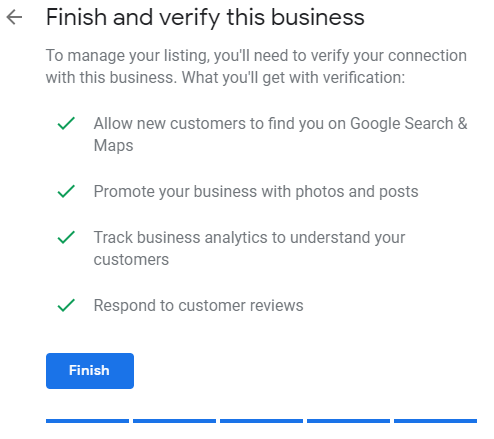 screenshot of Google My Business form that displays what you will obtain by verifying the business